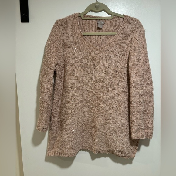 Chico’s Pink Shine V-Neck Sweater 2 - Picture 5 of 13